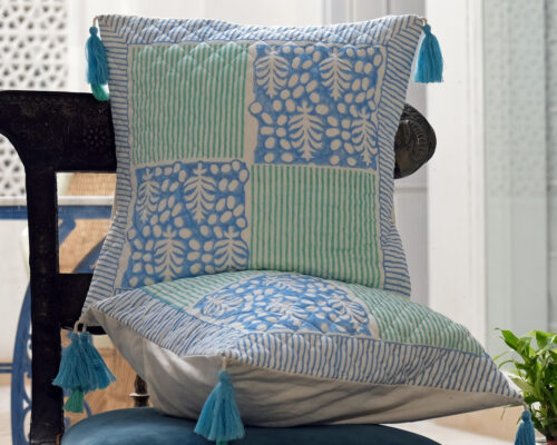 Blue & Green Quilted Cushion Covers