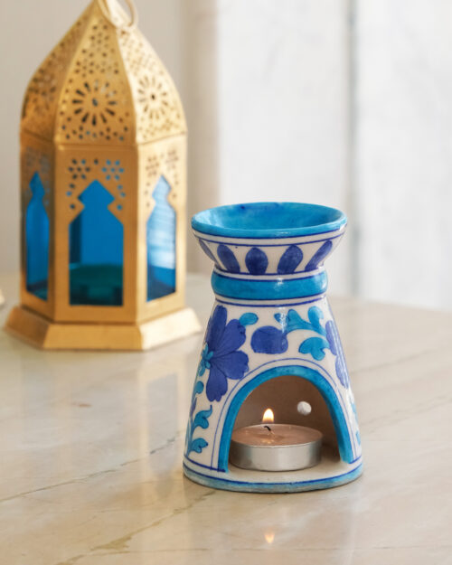 Blue Pottery Aroma Candle Stand