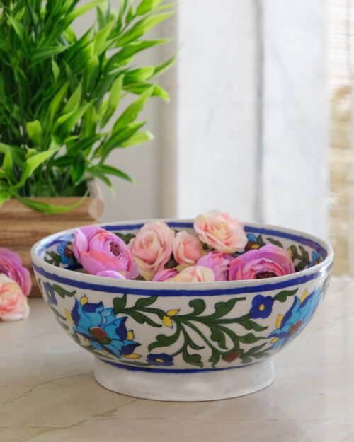 Blue Pottery Floral Bowl