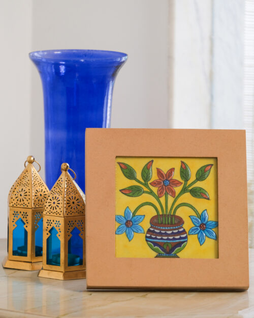 Blue Pottery Hand Painted Vase Tile