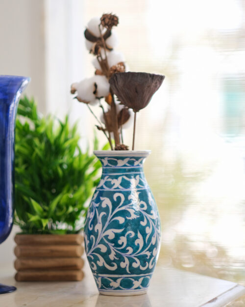 Blue Pottery Turquoise Flower Vase