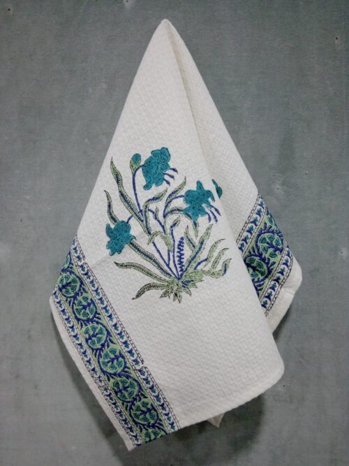 Cotton Hand Towel with Floral Motifs
