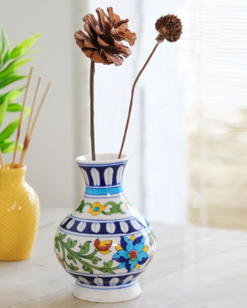 Graceful Blue Pottery Flower Vase