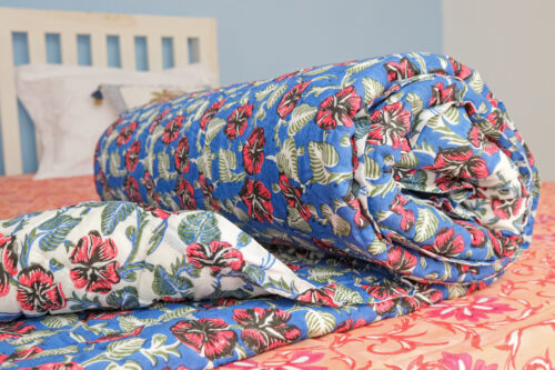 Indigo Jaipuri Print Warm Quilt (Medium)