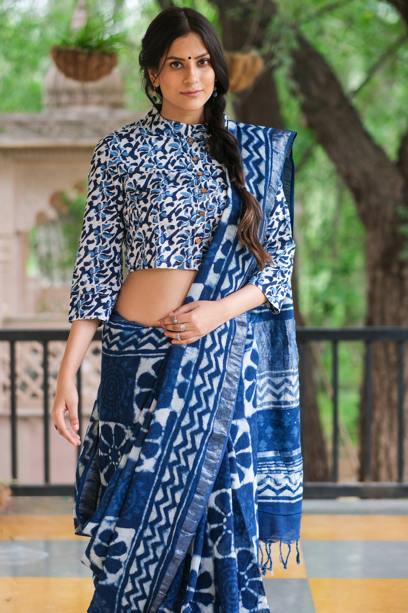 Officewear Indigo cotton saree designs - YouTube